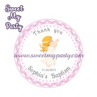 Girl Baptism stickers,Girl Christening thank you tags,(3)